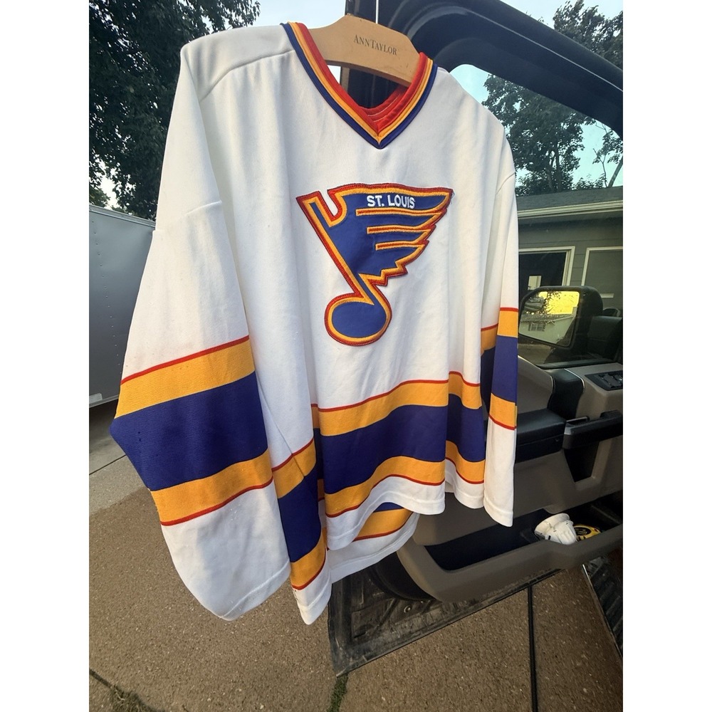 Vintage CCM St Louis Blues NHL Hockey Jersey White Mens Large L 80s 90s